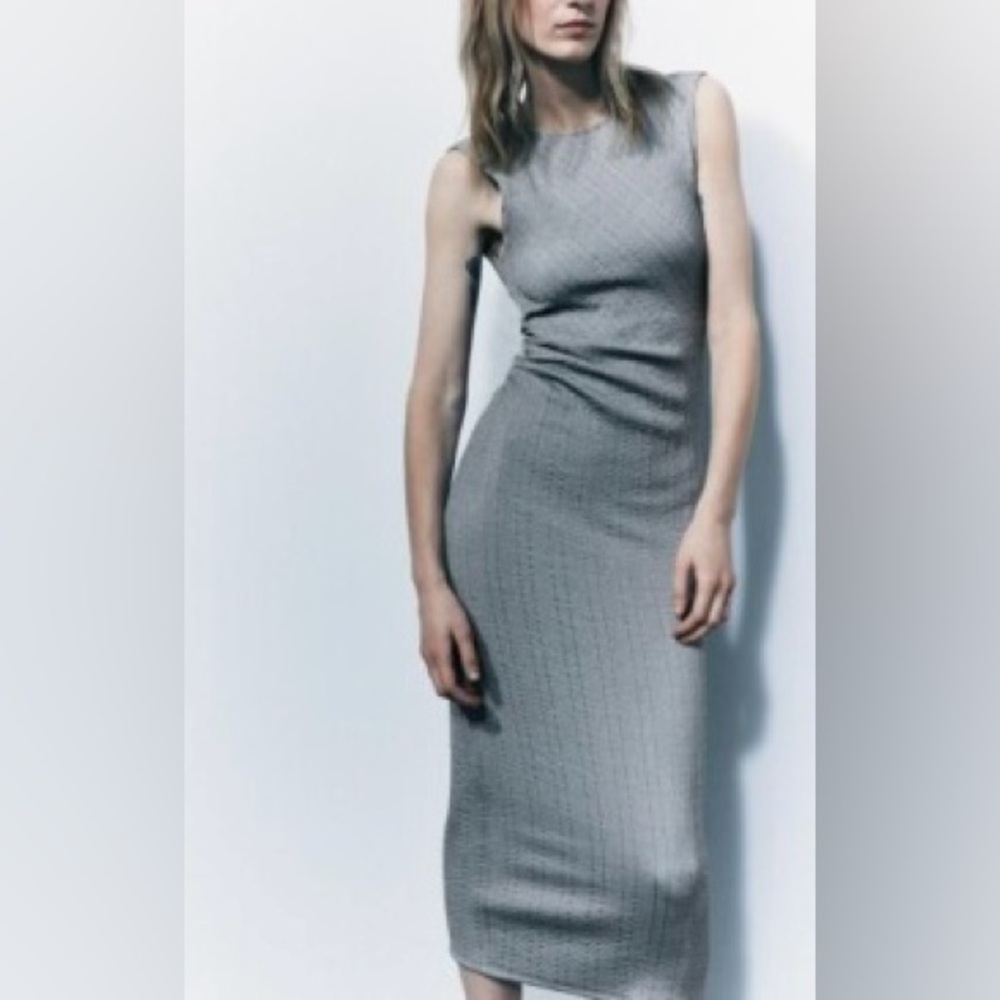 Zara Shiny Draped Midi Dress